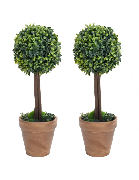 Piante di Bosso Artificiale 2 pz a Sfera con Vaso Verde 41 cm
