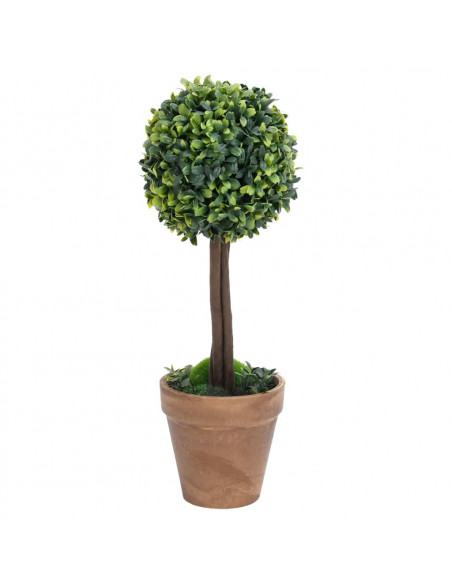Piante di Bosso Artificiale 2 pz a Sfera con Vaso Verde 41 cm