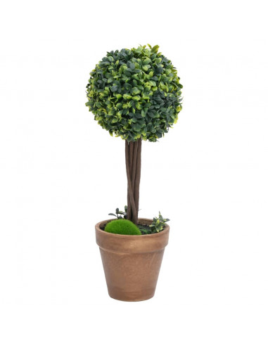 Piante di Bosso Artificiale 2 pz a Sfera con Vaso Verde 56 cm