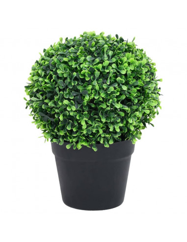 Piante di Bosso Artificiale 2 pz a Sfera con Vaso Verde 27 cm