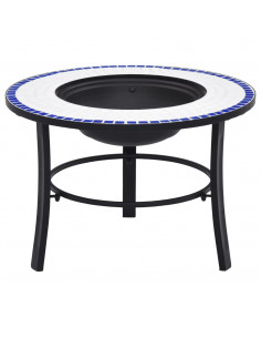 Braciere a Mosaico Blu e Bianco 68 cm in Ceramica 2