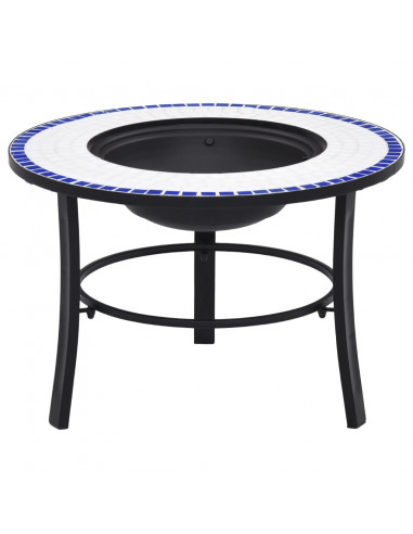 Braciere a Mosaico Blu e Bianco 68 cm in Ceramica