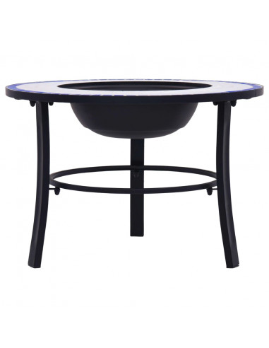 Braciere a Mosaico Blu e Bianco 68 cm in Ceramica