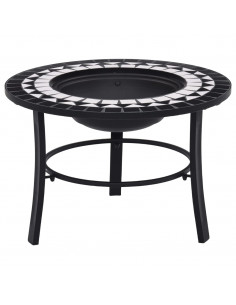 Braciere con Mosaico Nero e Bianco 68cm in Ceramica 2