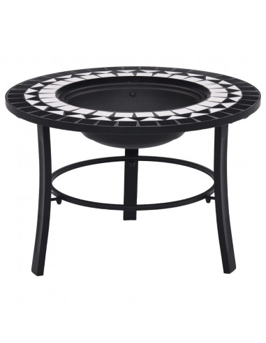 Braciere con Mosaico Nero e Bianco 68cm in Ceramica