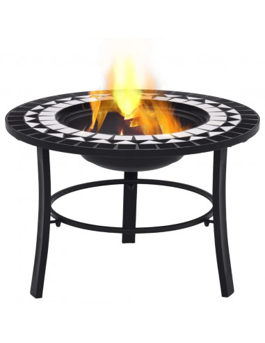 Braciere con Mosaico Nero e Bianco 68cm in Ceramica