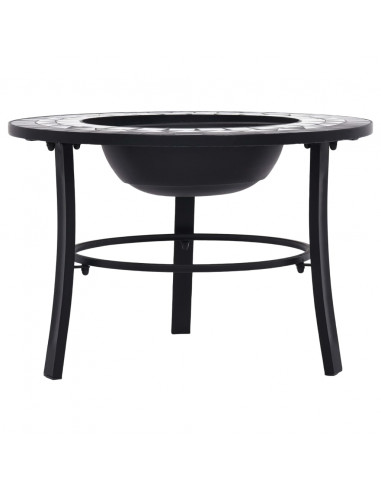 Braciere con Mosaico Nero e Bianco 68cm in Ceramica