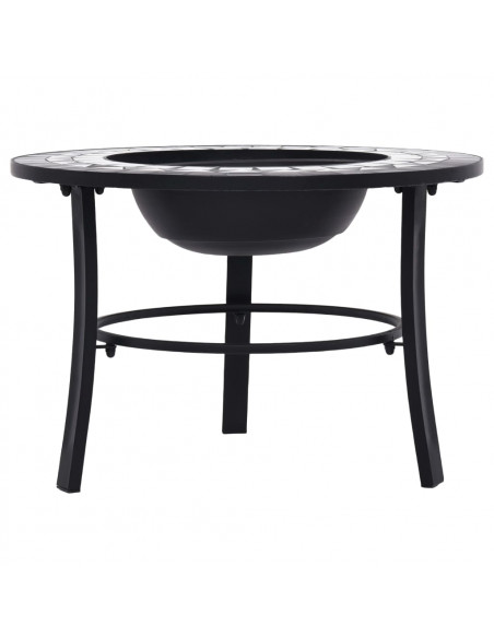 Braciere con Mosaico Nero e Bianco 68cm in Ceramica