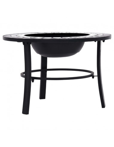 Braciere con Mosaico Nero e Bianco 68cm in Ceramica