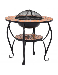 Tavolo con Braciere a Mosaico Terracotta 68 cm in Ceramica 2