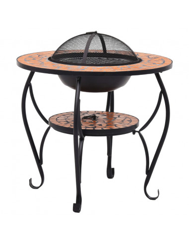 Tavolo con Braciere a Mosaico Terracotta 68 cm in Ceramica