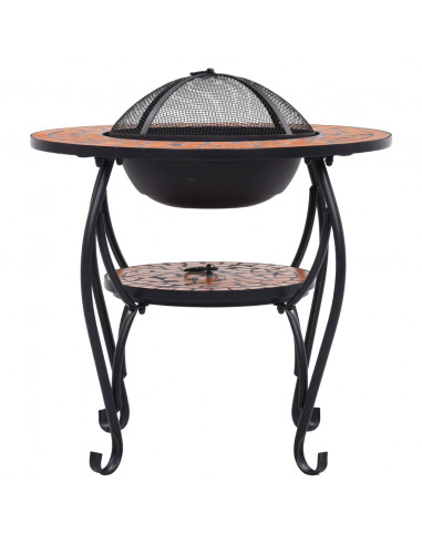 Tavolo con Braciere a Mosaico Terracotta 68 cm in Ceramica