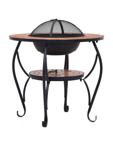 Tavolo con Braciere a Mosaico Terracotta 68 cm in Ceramica