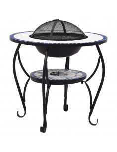 Tavolo con Braciere a Mosaico Blu e Bianco 68 cm in Ceramica 2