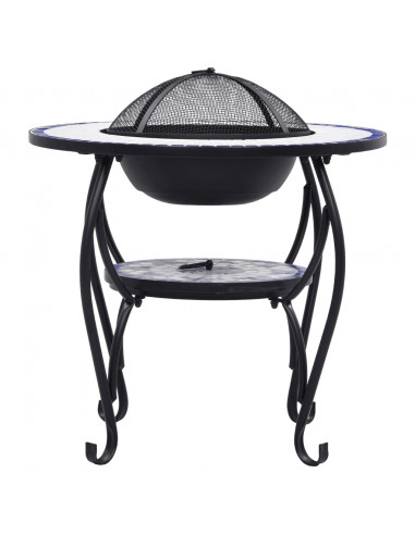 Tavolo con Braciere a Mosaico Blu e Bianco 68 cm in Ceramica