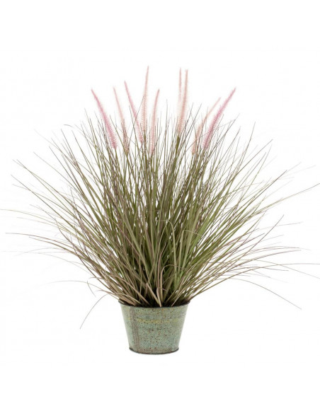 Emerald Erba Penniseto Artificiale 58 cm in Vaso di Zinco