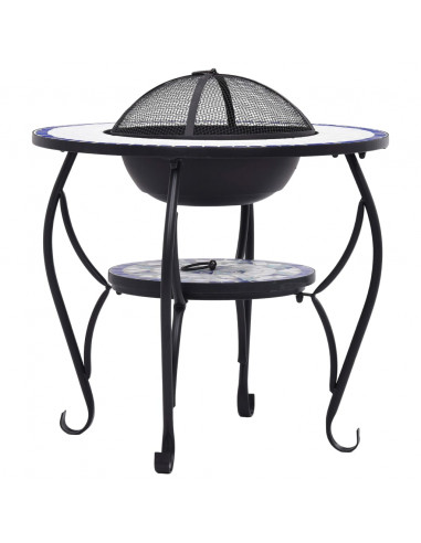 Tavolo con Braciere a Mosaico Blu e Bianco 68 cm in Ceramica