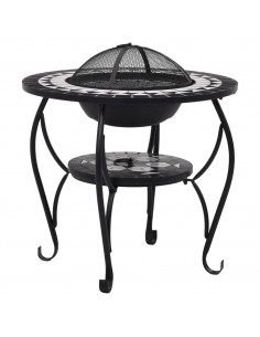 Tavolo con Braciere a Mosaico Nero e Bianco 68 cm in Ceramica 2