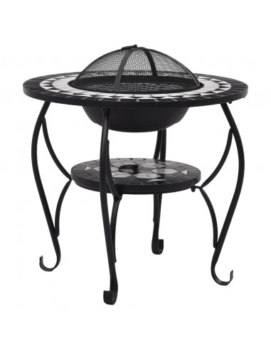Tavolo con Braciere a Mosaico Nero e Bianco 68 cm in Ceramica