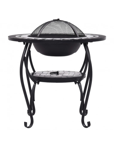 Tavolo con Braciere a Mosaico Nero e Bianco 68 cm in Ceramica