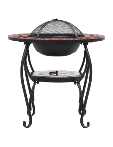 Tavolo con Braciere Mosaico Terracotta e Bianco 68 cm Ceramica