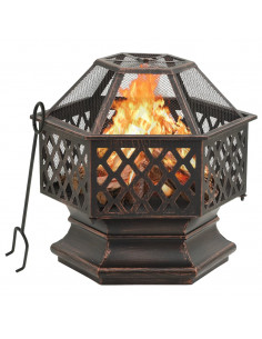 Braciere Rustico con Attizzatoio 62x54x56 cm XXL in Acciaio 2