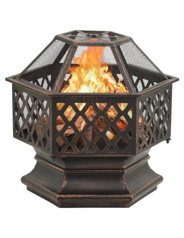 Braciere Rustico con Attizzatoio 62x54x56 cm XXL in Acciaio