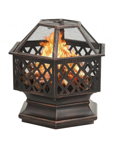 Braciere Rustico con Attizzatoio 62x54x56 cm XXL in Acciaio