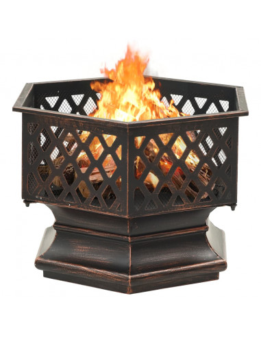 Braciere Rustico con Attizzatoio 62x54x56 cm XXL in Acciaio