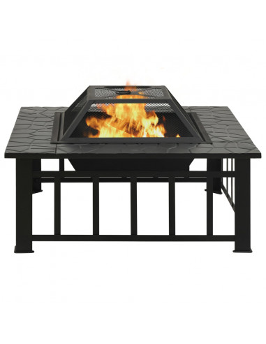 Braciere da Giardino con Attizzatoio 81x81x47 cm XXL in Acciaio