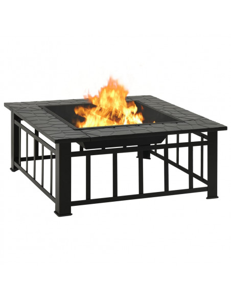 Braciere da Giardino con Attizzatoio 81x81x47 cm XXL in Acciaio