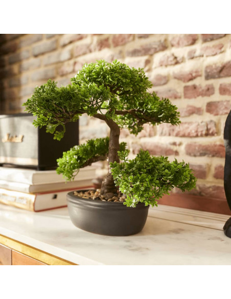 Emerald Ficus Artificiale Mini Bonsai Verde 32 cm 420002