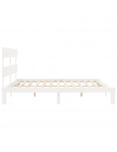 Giroletto con Testiera Bianco 200x200 cm in Legno Massello 2