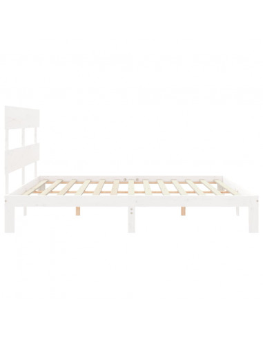 Giroletto con Testiera Bianco 200x200 cm in Legno Massello