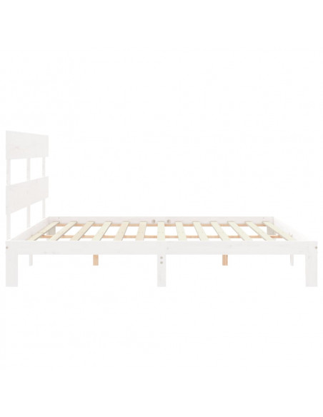 Giroletto con Testiera Bianco 200x200 cm in Legno Massello