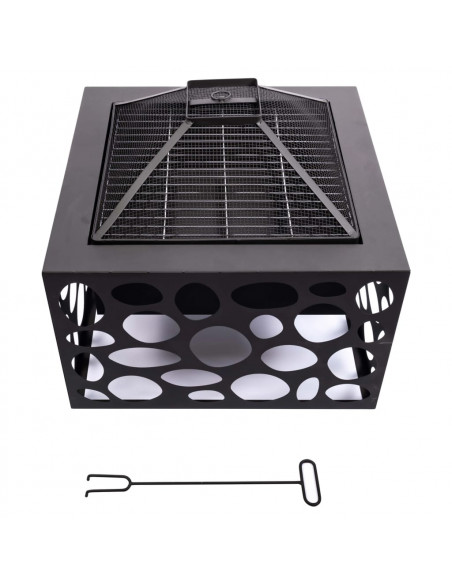 RedFire Braciere con Griglia per Barbecue Mikor Nero
