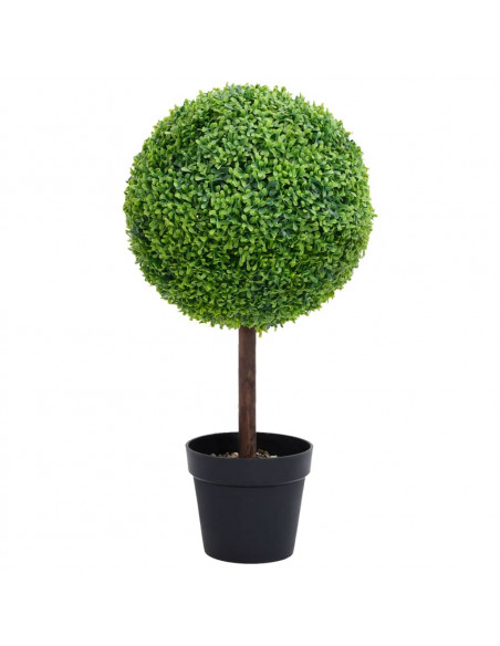 Pianta di Bosso Artificiale a Sfera con Vaso Verde 71 cm