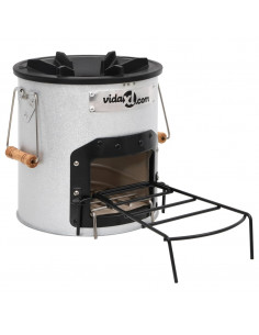 Stufa a Legna da Campeggio Argento 45x25x26 cm Acciaio 2