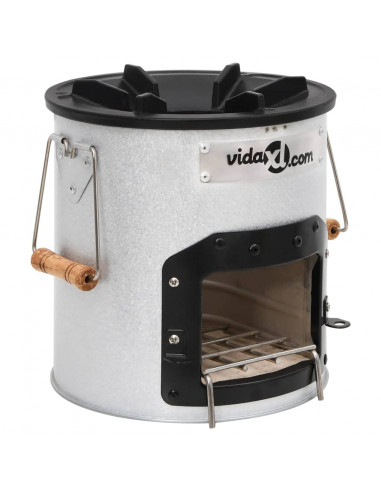 Stufa a Legna da Campeggio Argento 45x25x26 cm Acciaio