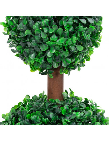 Pianta di Bosso Artificiale a Sfera con Vaso Verde 60 cm