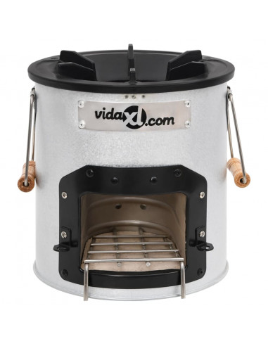 Stufa a Legna da Campeggio Argento 45x25x26 cm Acciaio