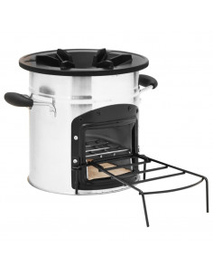 Stufa a Legna da Campeggio Argento 45,5x33x25,5 cm Acciaio Inox 2