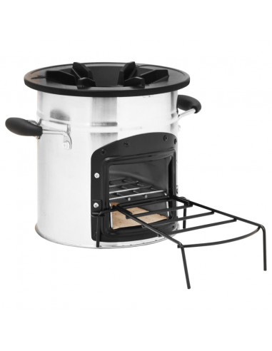 Stufa a Legna da Campeggio Argento 45,5x33x25,5 cm Acciaio Inox