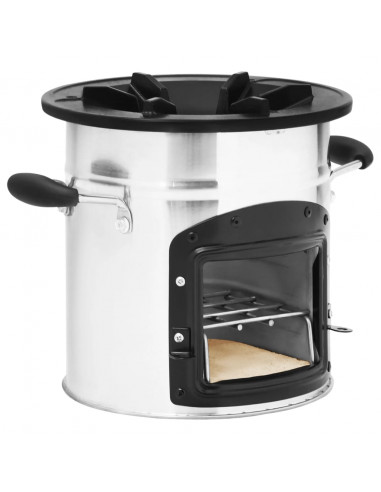 Stufa a Legna da Campeggio Argento 45,5x33x25,5 cm Acciaio Inox