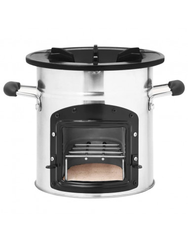 Stufa a Legna da Campeggio Argento 45,5x33x25,5 cm Acciaio Inox