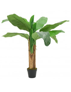 Albero di Banano Artificiale 9 Foglie 120 cm Verde