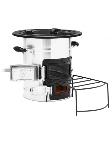 Stufa a Legna da Campeggio Argento 51,5x35x30,5 cm Acciaio Inox