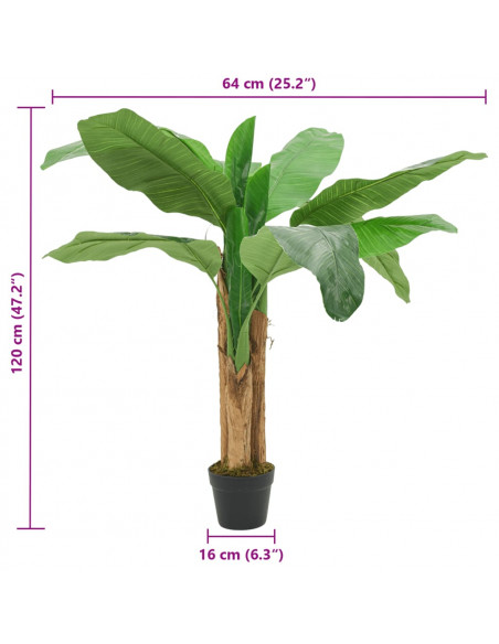 Albero di Banano Artificiale 9 Foglie 120 cm Verde
