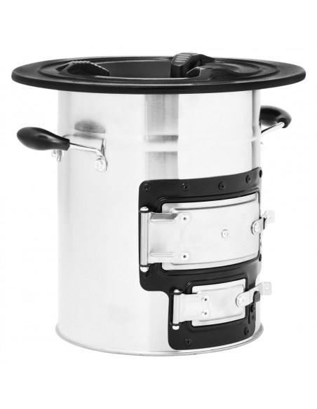 Stufa a Legna da Campeggio Argento 51,5x35x30,5 cm Acciaio Inox
