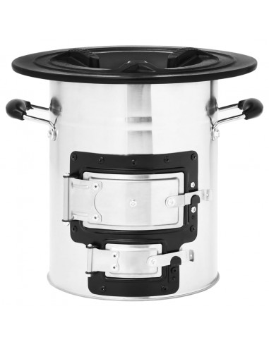 Stufa a Legna da Campeggio Argento 51,5x35x30,5 cm Acciaio Inox